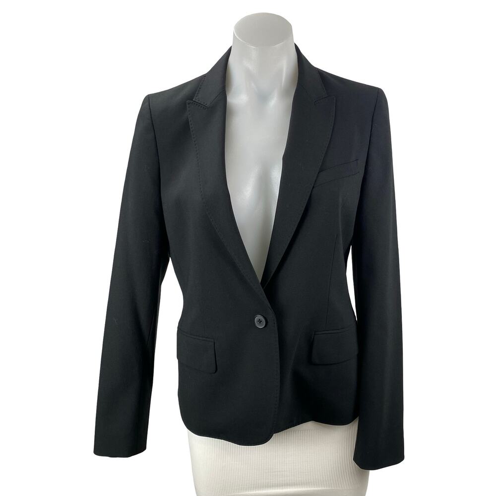 Anne Klein Black Notched Collar Long Sleeve Single Breasted Blazer Coat Jacket 6